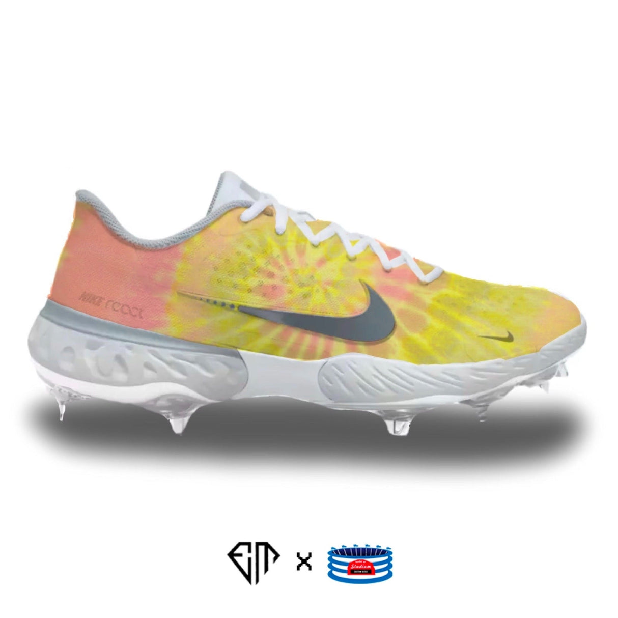 "Tie-Dye" Nike Alpha Huarache Elite 3 Low Cleats by Stadium Custom Kicks