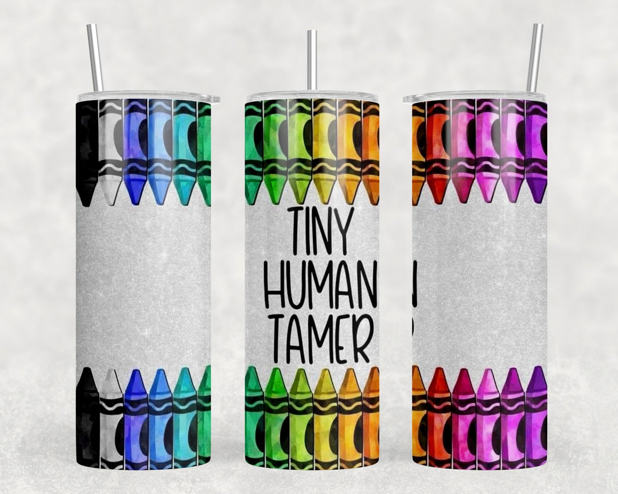 Tiny Human Tamer - 20 oz Steel Skinny Tumbler - Optional Blue Tooth Speaker - Speaker Color will Vary by Rowdy Ridge Co