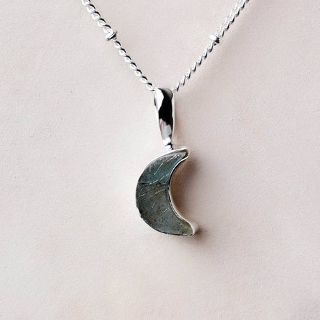 Crescent Moon Raw Gemstone Necklace by Tiny Rituals