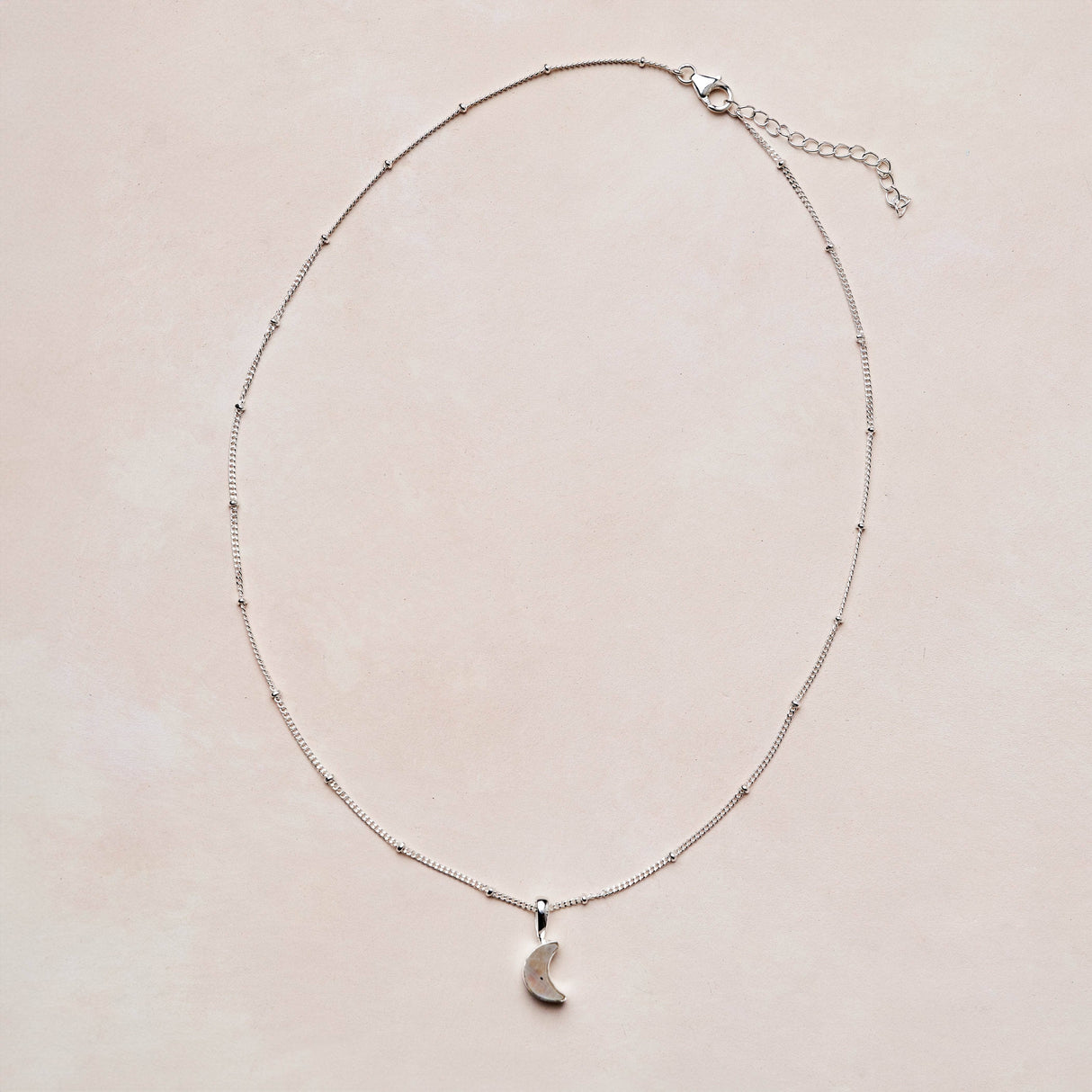 Crescent Moon Raw Gemstone Necklace by Tiny Rituals