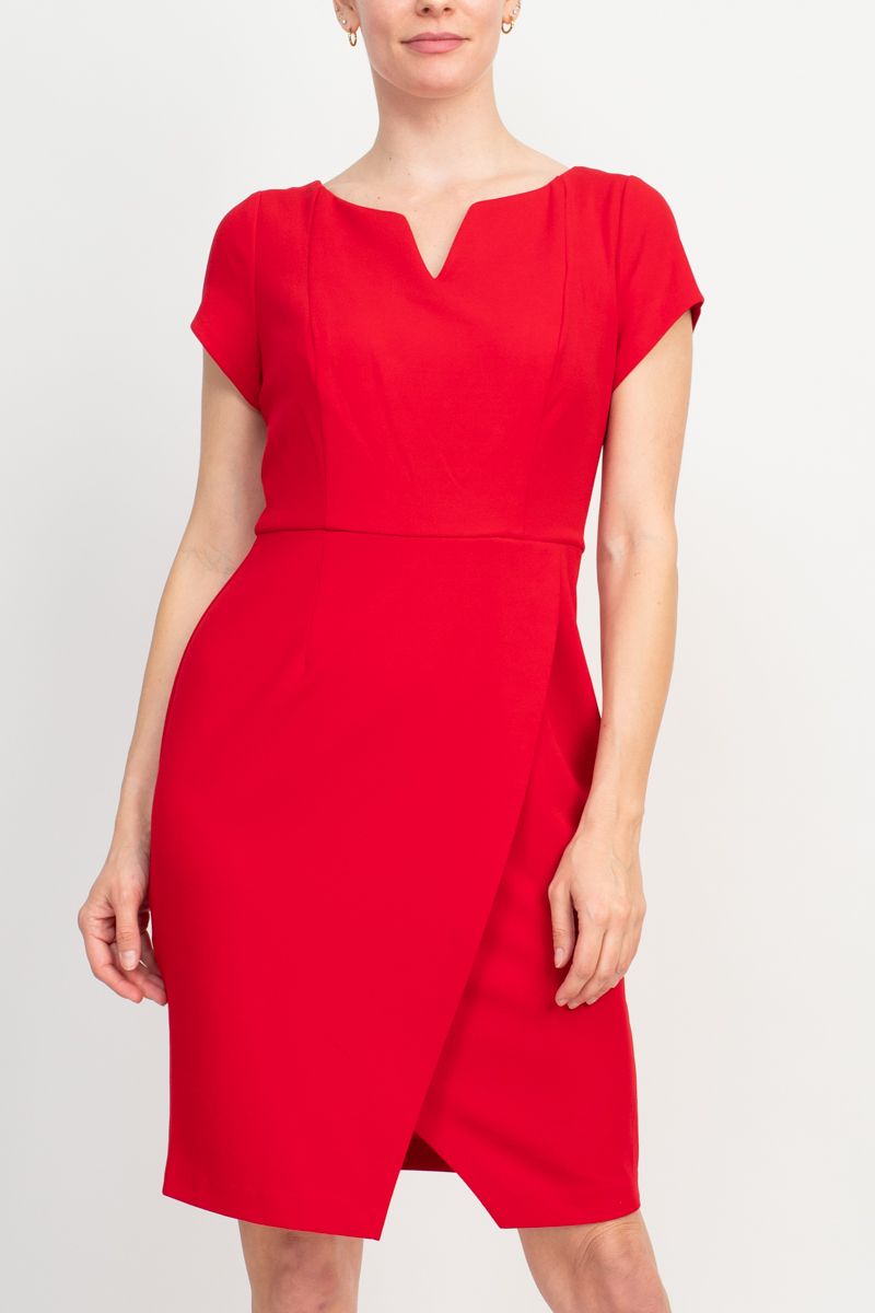 Connected Apparel Matte Jersey Sheath Dress - Apple Red by Curated Brands