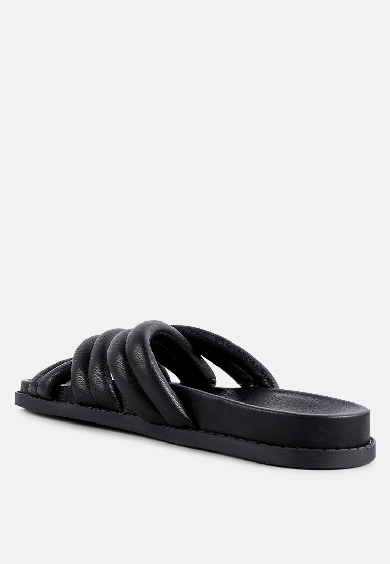 tora quilted strap slider flats by London Rag