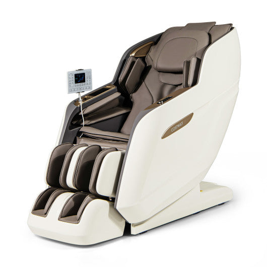 Therapy 36-SL Track Massage Chair with Airbags Waist and Calves Heating Foot Rollers-White and Brown