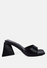 trinity croc pattern triangle heel sandals by London Rag