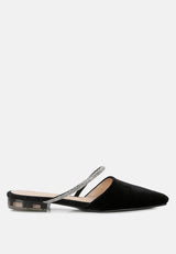 turnon velvet diamante detail flat mules by London Rag