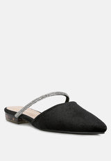 turnon velvet diamante detail flat mules by London Rag