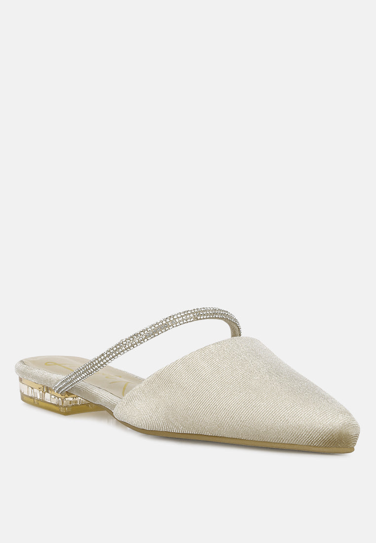 turnon velvet diamante detail flat mules by London Rag