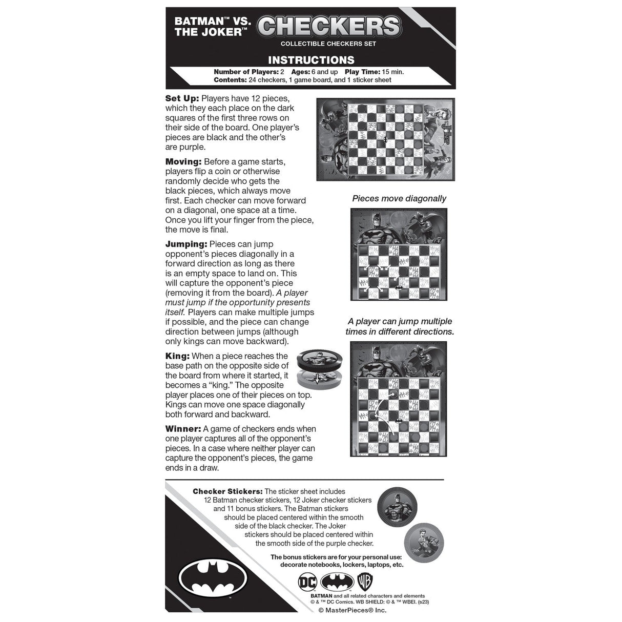 Batman vs The Joker Checkers Board Game by MasterPieces Puzzle Company INC