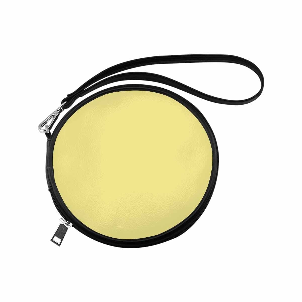 Womens Round Handbag, Khaki Yellow by inQue.Style