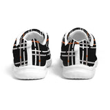 Womens Sneakers - Canvas Running Shoes, Black Plaid Print by inQue.Style