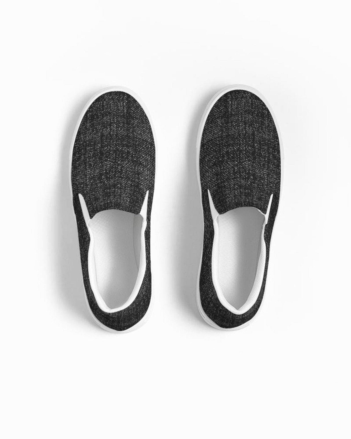 Womens Sneakers - Canvas Slip on Shoes, Black Faded Print by inQue.Style