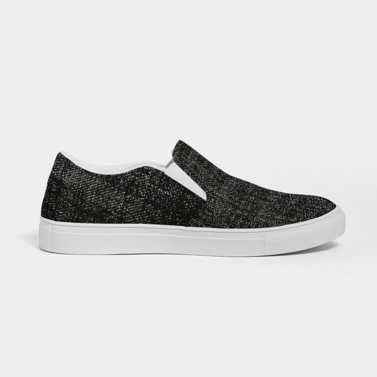 Womens Sneakers - Canvas Slip on Shoes, Black Faded Print by inQue.Style