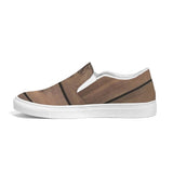 Womens Sneakers - Canvas Slip on Shoes, Brown Plank Print by inQue.Style