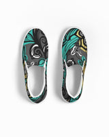 Womens Sneakers - Canvas Slip on Shoes, Green Butterfly Print by inQue.Style