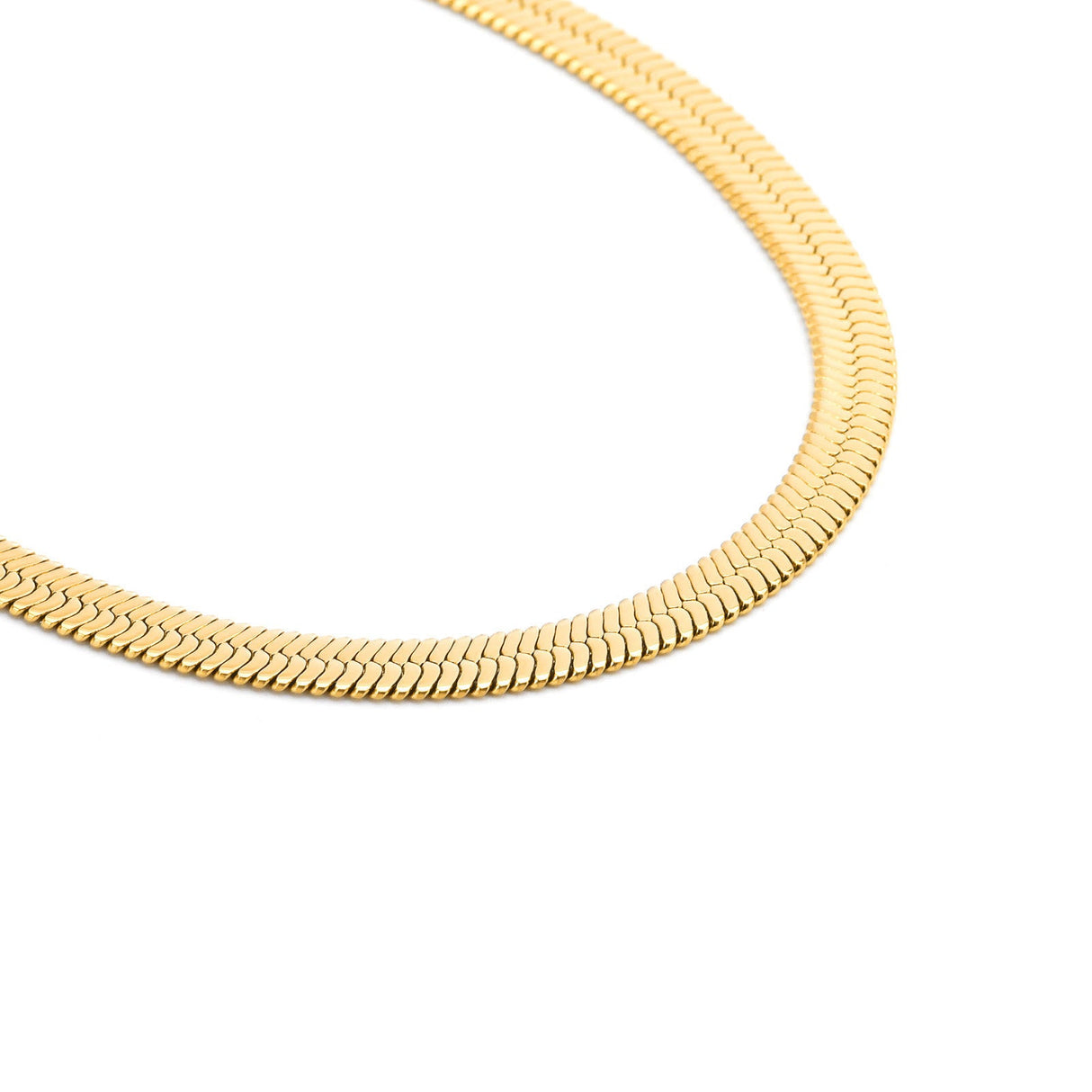 C006G B.Tiff 6mm Herringbone 18K Gold Plated Chain Necklace by B.Tiff New York