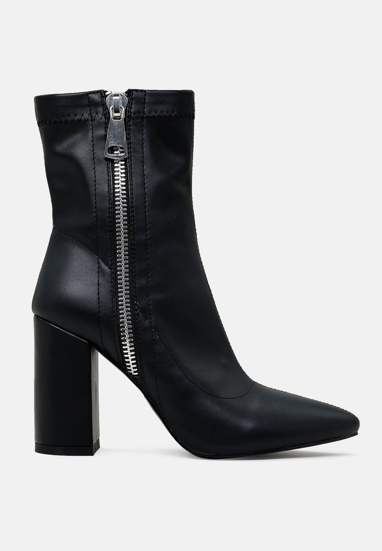 valeria pointed toe high ankle boots with side zipper by London Rag