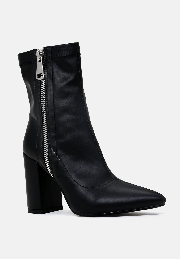 valeria pointed toe high ankle boots with side zipper by London Rag