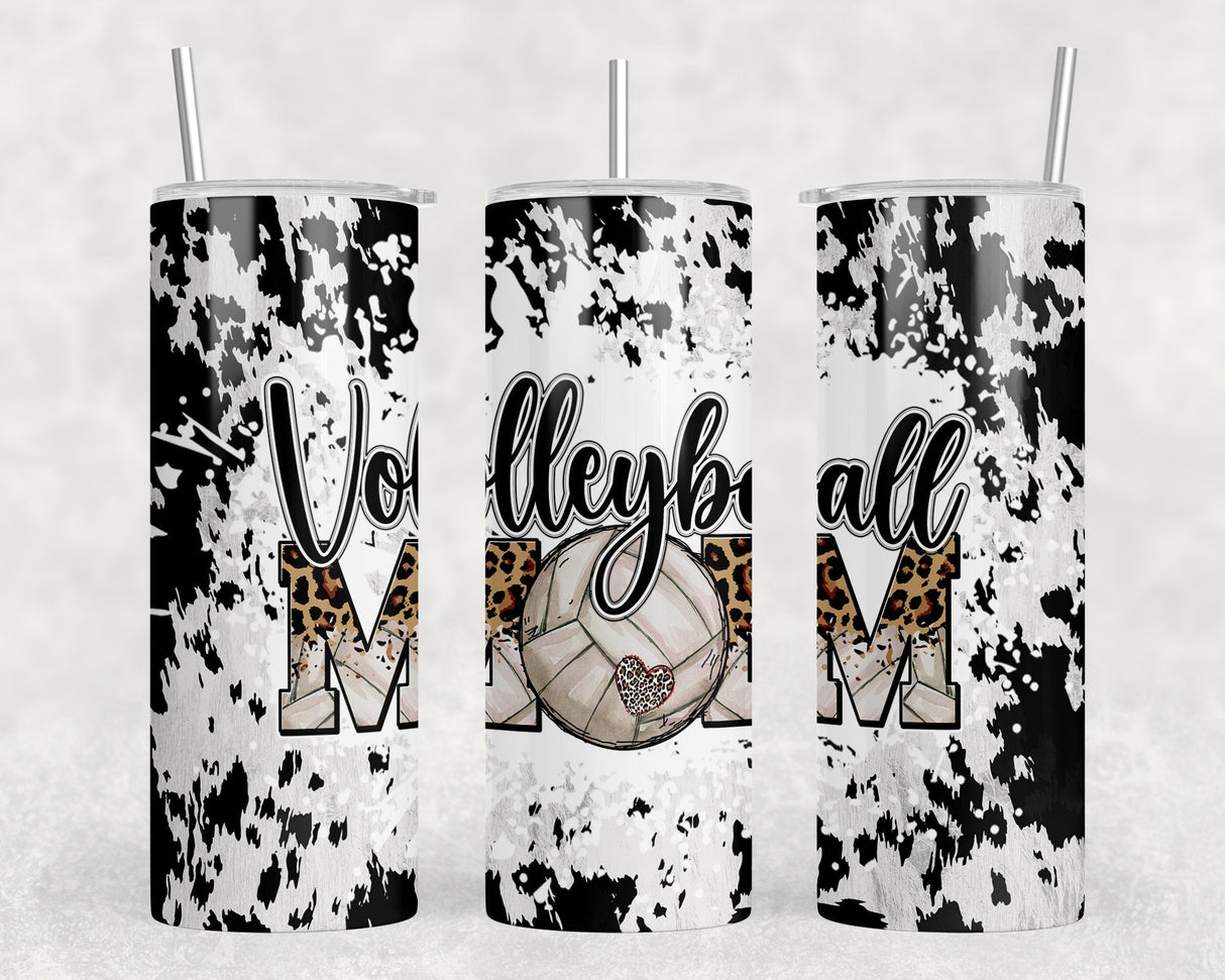 Volleyball Mom Cow Print|Skinny Tumbler|Optional Bluetooth Speaker| Speaker Color Varies by Rowdy Ridge Co