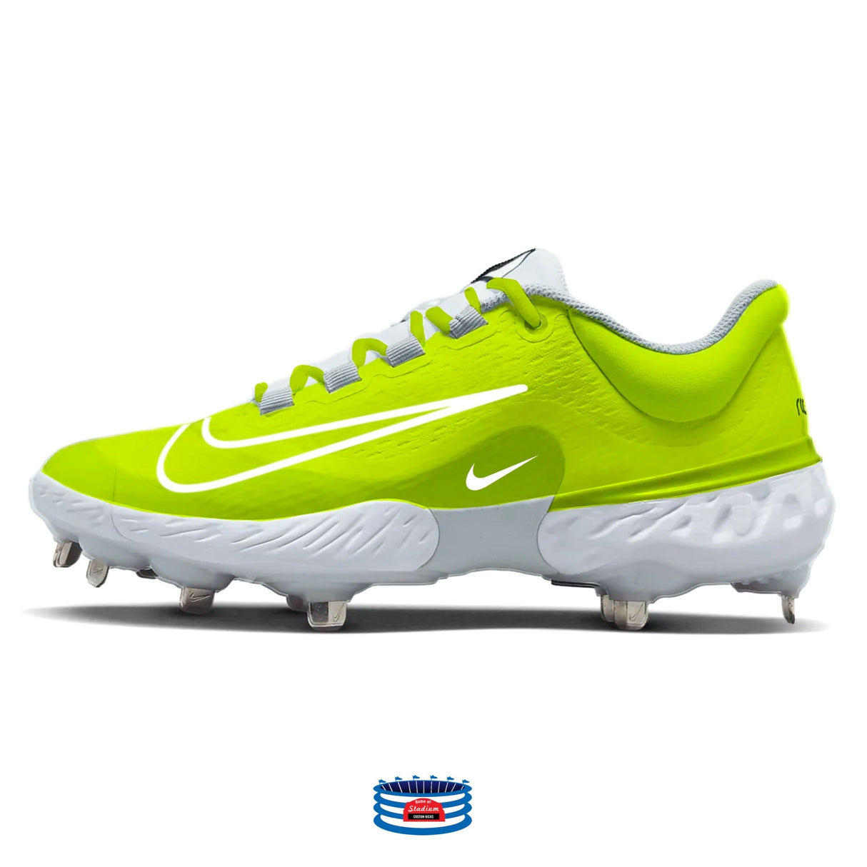 "Volt" Nike Alpha Huarache Elite 4 Low Cleats by Stadium Custom Kicks