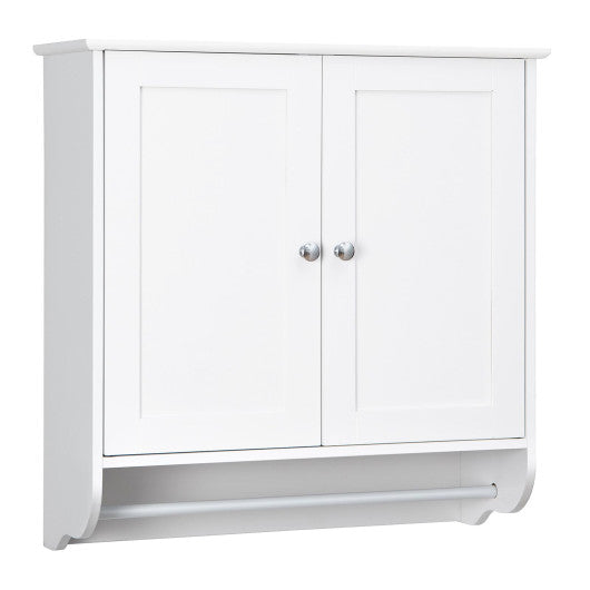 Wall Mounted Bathroom Storage Medicine Cabinet with Towel Bar-White