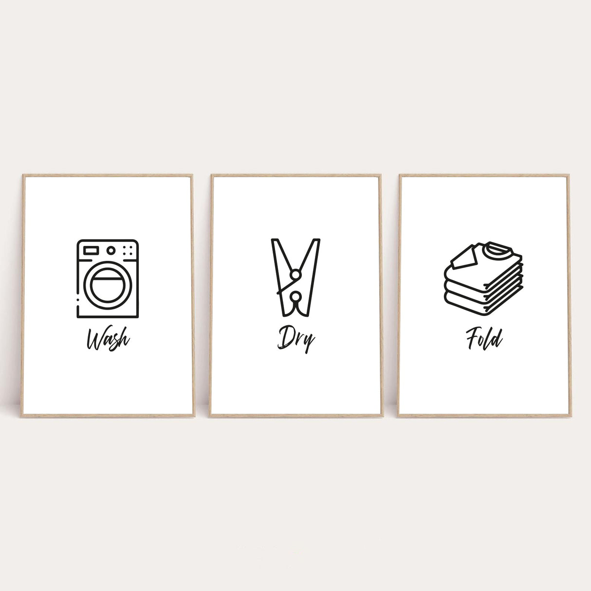 Wash Dry Fold Laundry Room Set Of 3 Wall Decor Prints by WinsterCreations™ Official Store