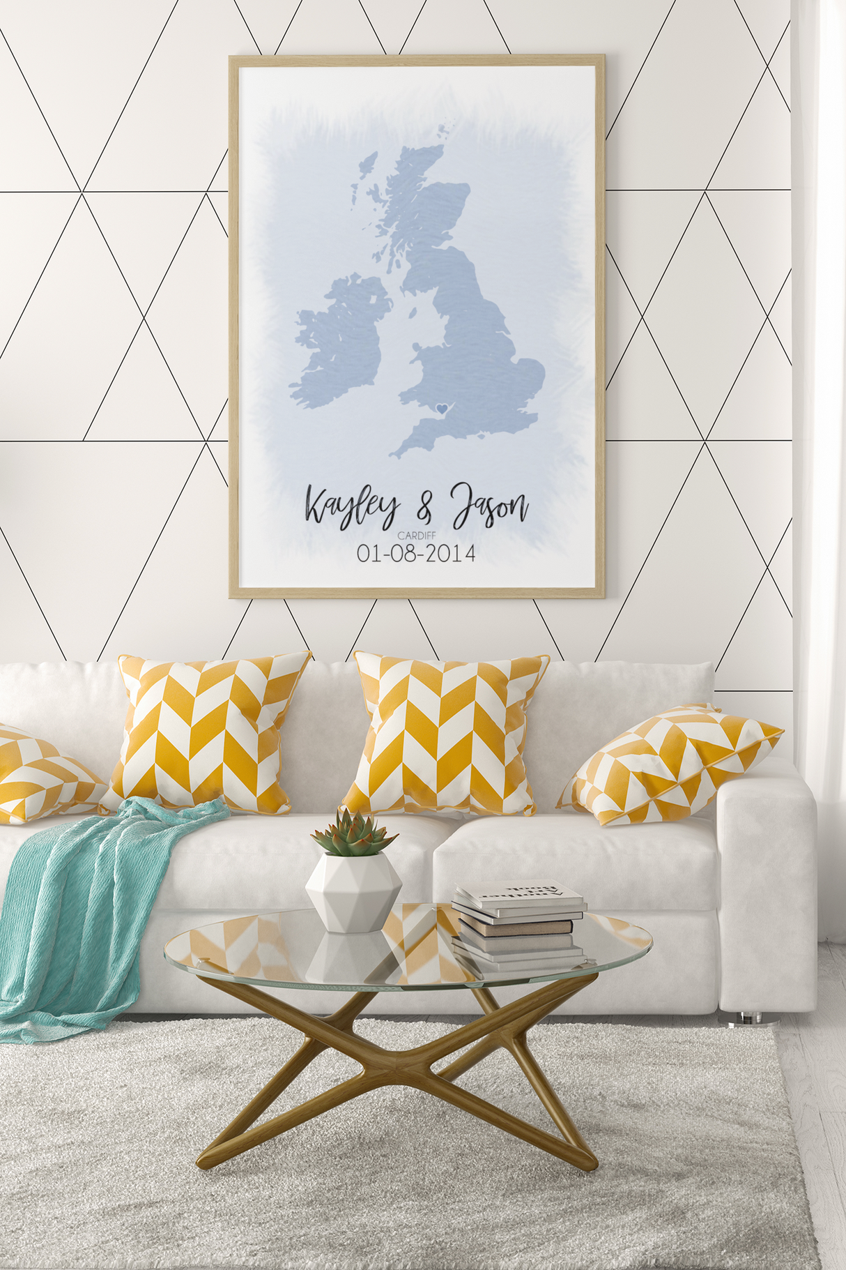 Couples United Kingdom Map with Special Dates & Heart Personalised 2022 Wall Decor Print with 10 New Styles by WinsterCreations™ Official Store