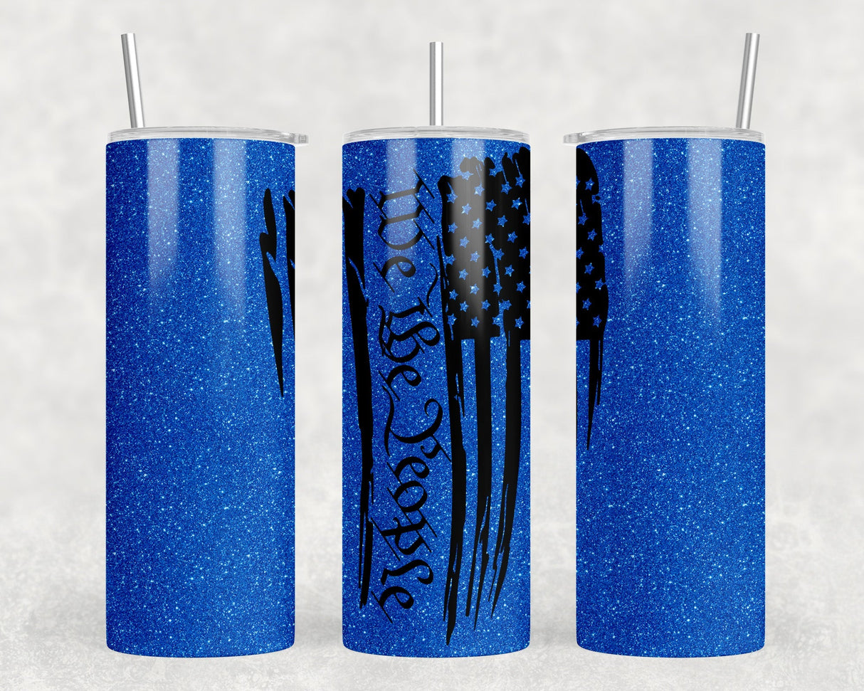 We The People Blue  - 20 oz Steel Skinny Tumbler - Optional Blue Tooth Speaker - Speaker Color will Vary by Rowdy Ridge Co