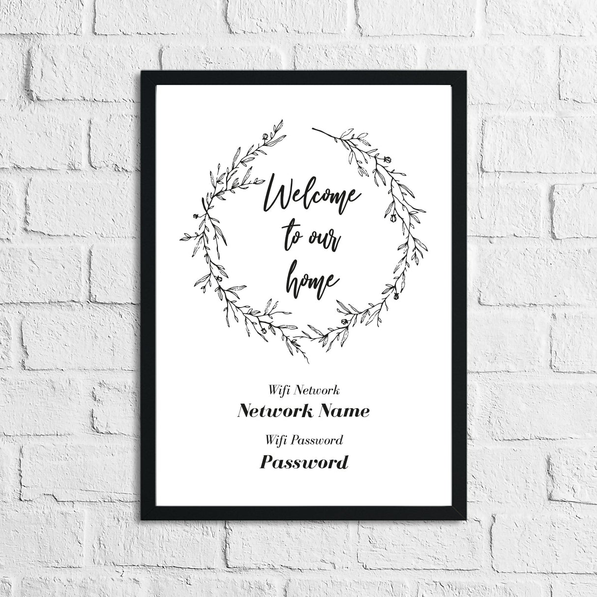 Personalised Wreath Wifi Wi-Fi Welcome To Our Home Simple Home Wall Decor Print by WinsterCreations™ Official Store