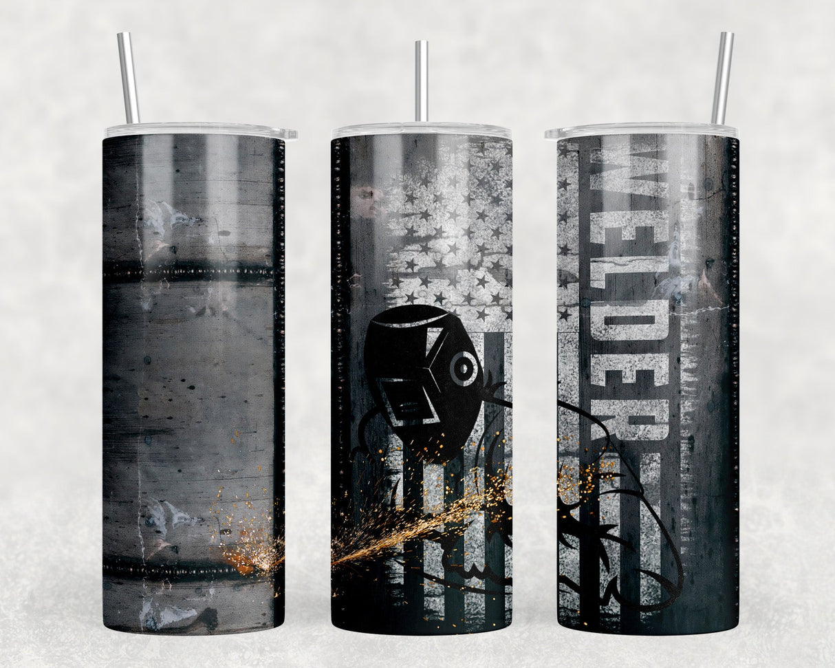 Welder - 20 oz Steel Skinny Tumbler - Optional Blue Tooth Speaker - Speaker Color will Vary by Rowdy Ridge Co