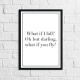 What If I Fall? Children's Room Quote Wall Decor Print (Font/Border Colour Editable) by WinsterCreations™ Official Store