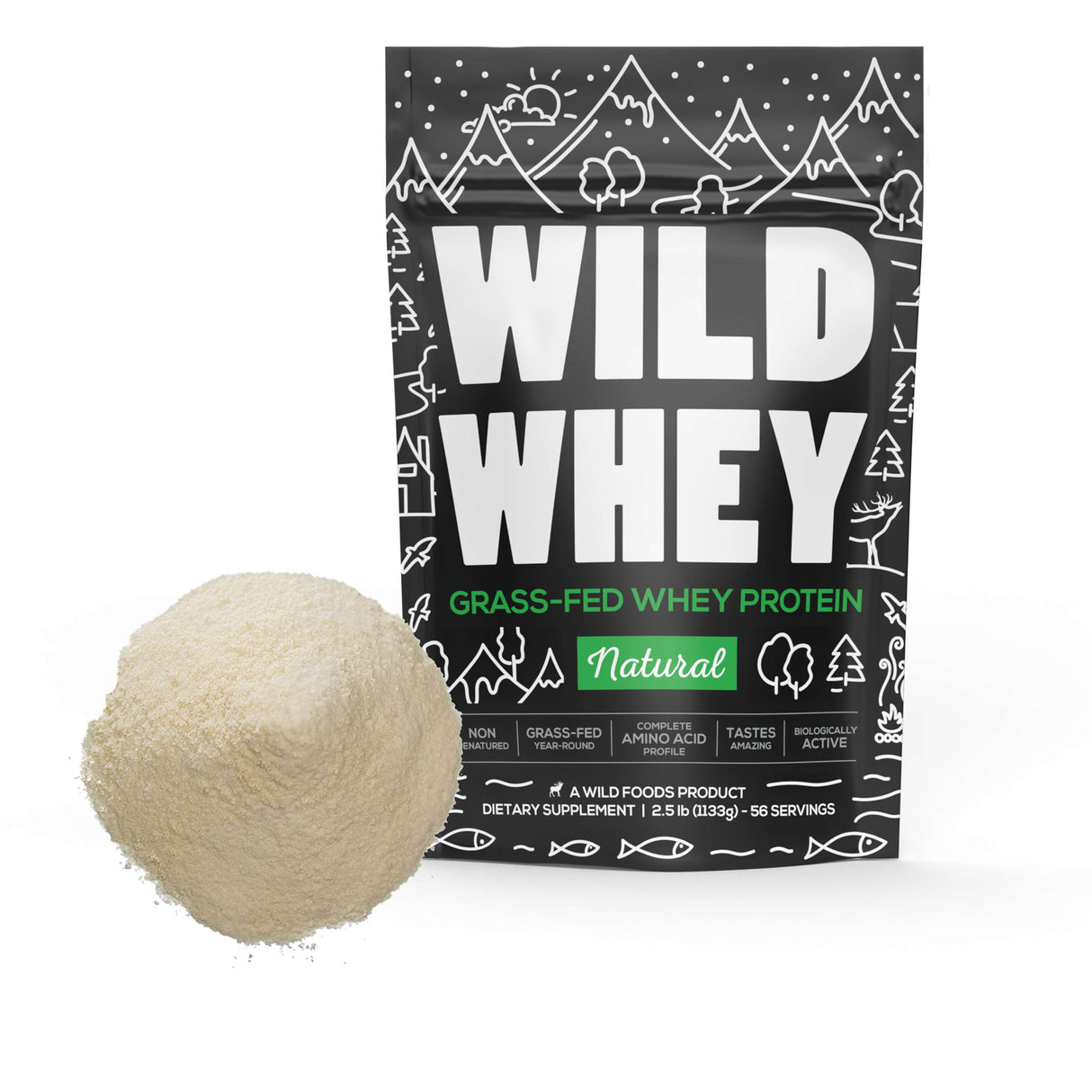 Cold Process Grass-Fed Whey Protein, Nondenatured, Pasture-Raised Cows by Wild Foods