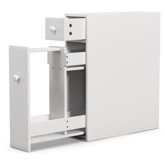 White Bathroom Cabinet Space Saver Storage Organizer-White