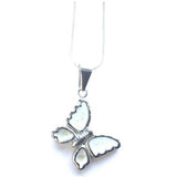 Children's Silver Plated Necklace With White Butterfly Pendant by Liberty Charms USA