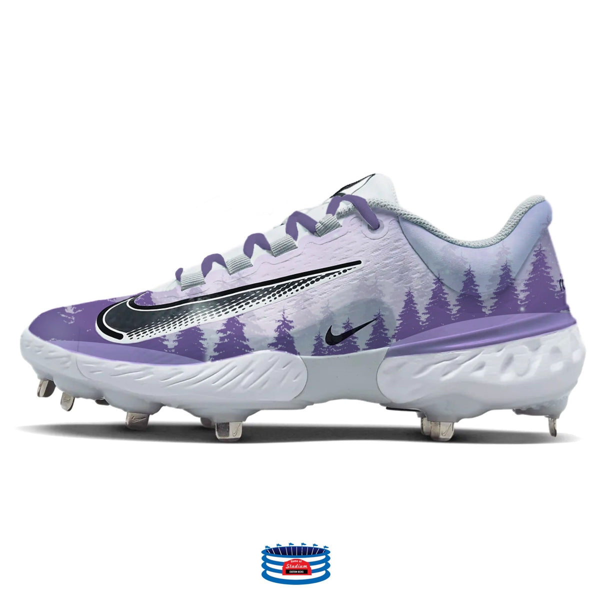 "Winter Wonderland" Nike Alpha Huarache Elite 4 Low Cleats by Stadium Custom Kicks