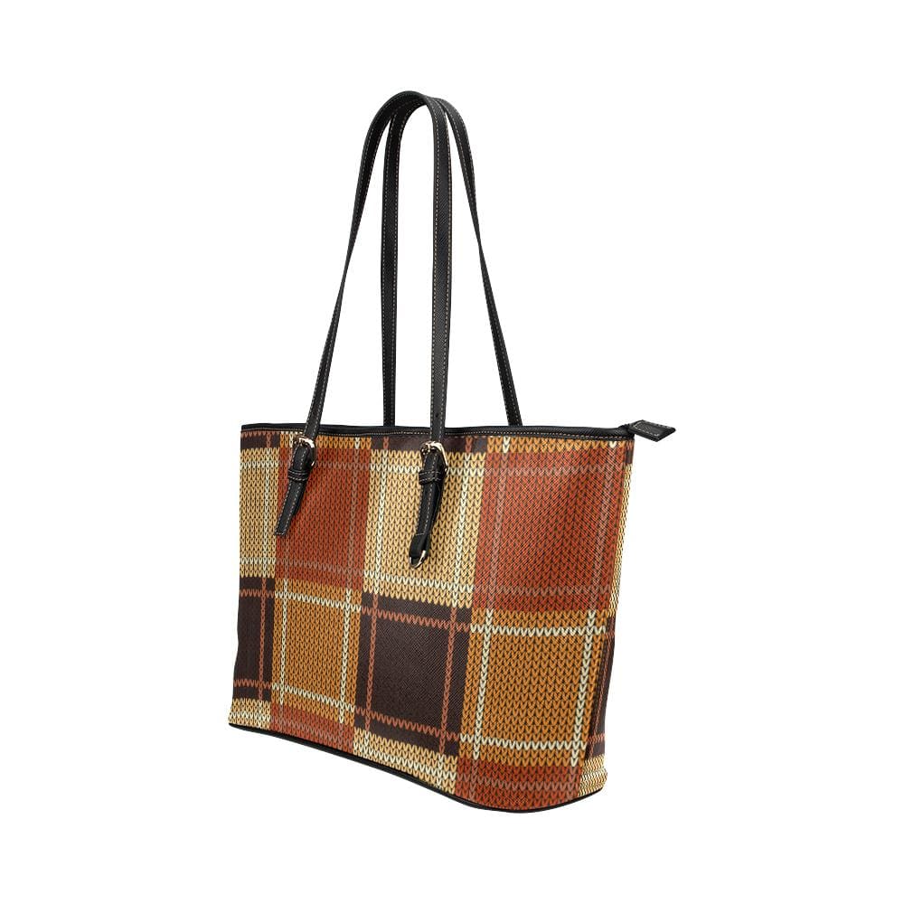 Women’s Shoulder Bag, Brown Checker Double Handle Handbag by inQue.Style