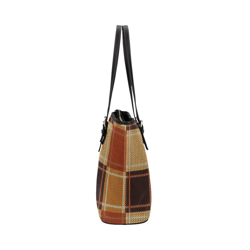 Women’s Shoulder Bag, Brown Checker Double Handle Handbag by inQue.Style