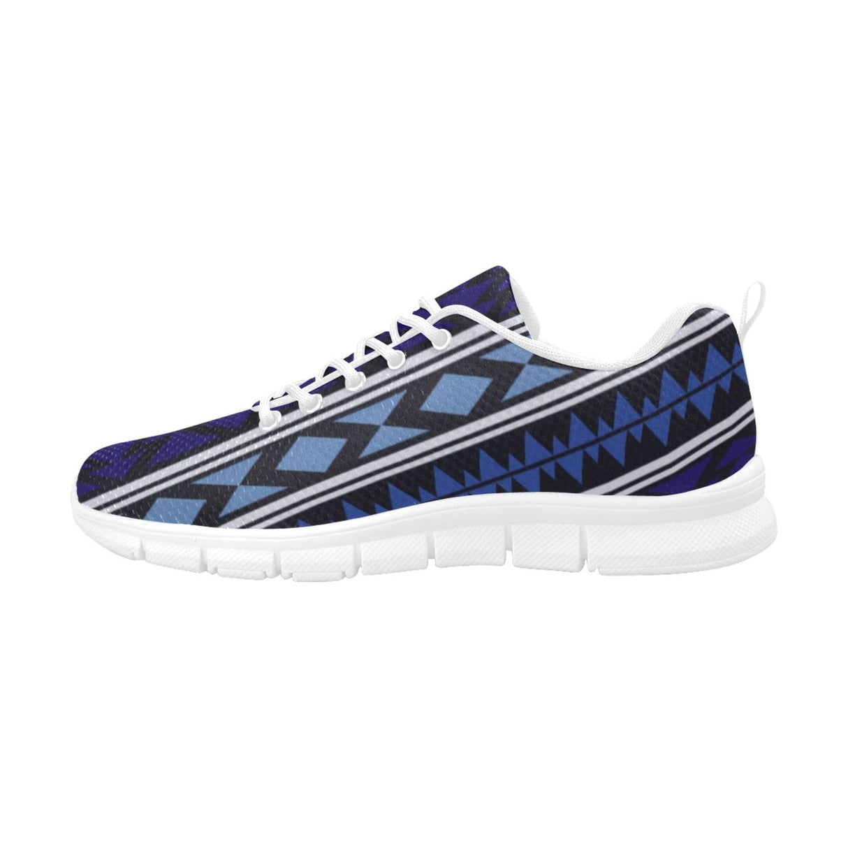 Womens Sneakers, Blue Aztec Print Running Shoes by inQue.Style