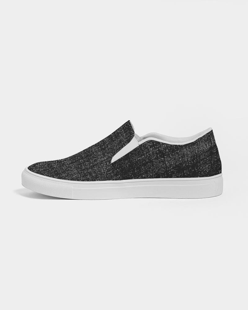 Womens Sneakers - Canvas Slip on Shoes, Black Faded Print by inQue.Style