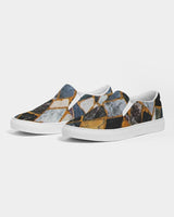 Womens Sneakers - Canvas Slip on Shoes, Black Mosaic Print by inQue.Style