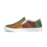 Womens Sneakers - Canvas Slip on Shoes, Brown and Green Print by inQue.Style