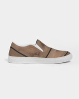 Womens Sneakers - Canvas Slip on Shoes, Brown Plank Print by inQue.Style