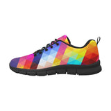 Womens Sneakers, Multicolor Grid Illustration Running Shoes by inQue.Style