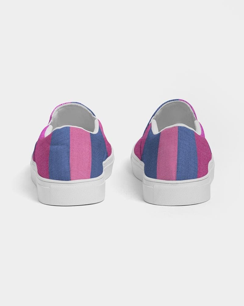 Womens Sneakers - Pink & Blue Geometric Print Slip-on Canvas Shoes by inQue.Style