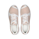 Womens Sneakers - Pink & White Low Top Canvas Running Shoes by inQue.Style