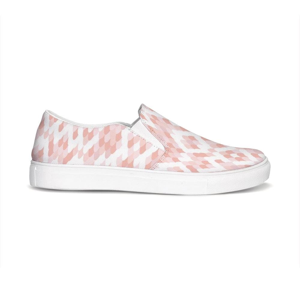 Womens Sneakers - Pink & White Low Top Slip-on Canva Shoes by inQue.Style