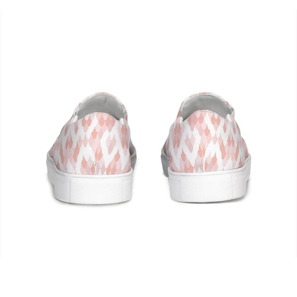 Womens Sneakers - Pink & White Low Top Slip-on Canva Shoes by inQue.Style