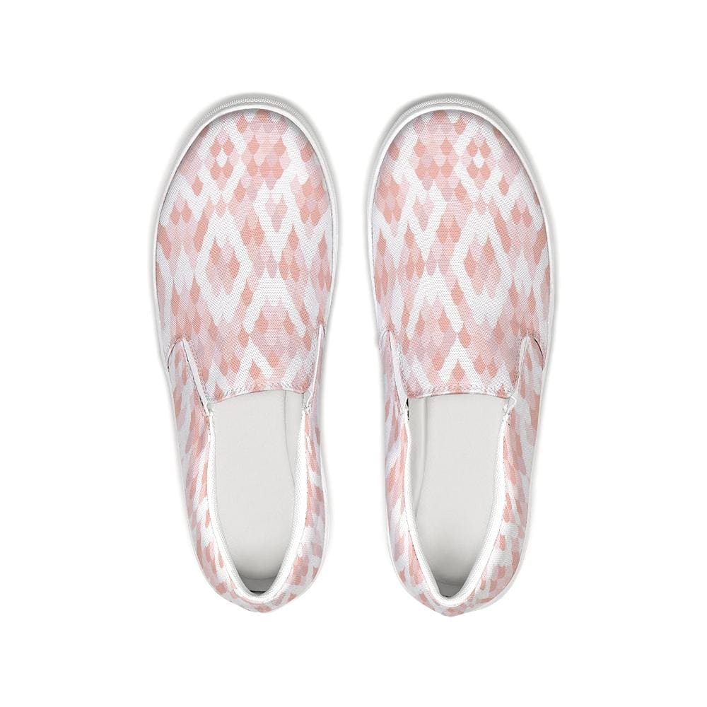 Womens Sneakers - Pink & White Low Top Slip-on Canva Shoes by inQue.Style