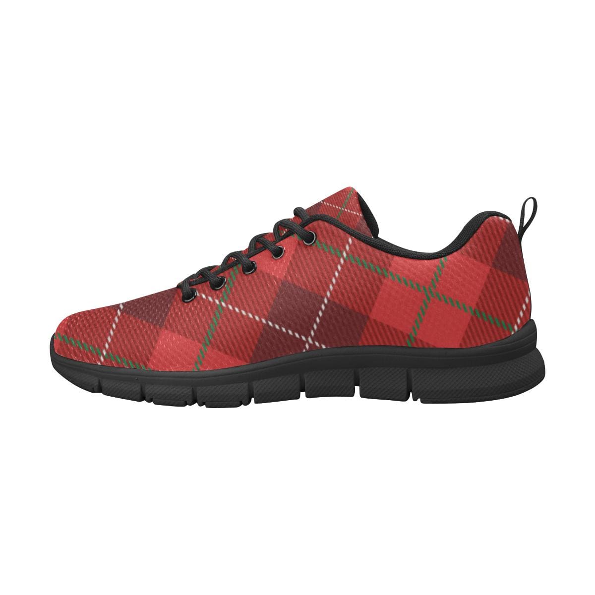 Womens Sneakers, Red Plaid Running Shoes by inQue.Style