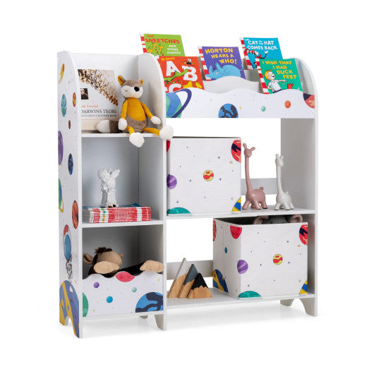 Kids Toy and Book Organizer Children Wooden Storage Cabinet with Storage Bins