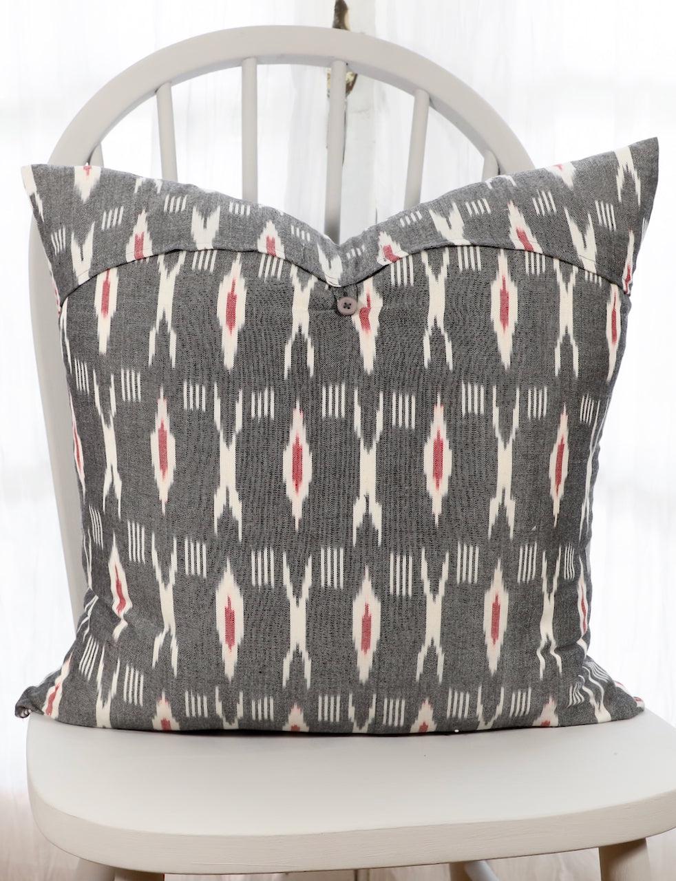 XO Grey & Red Throw Pillow Cover by Passion Lilie